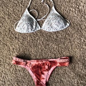 White & tie dye bikini